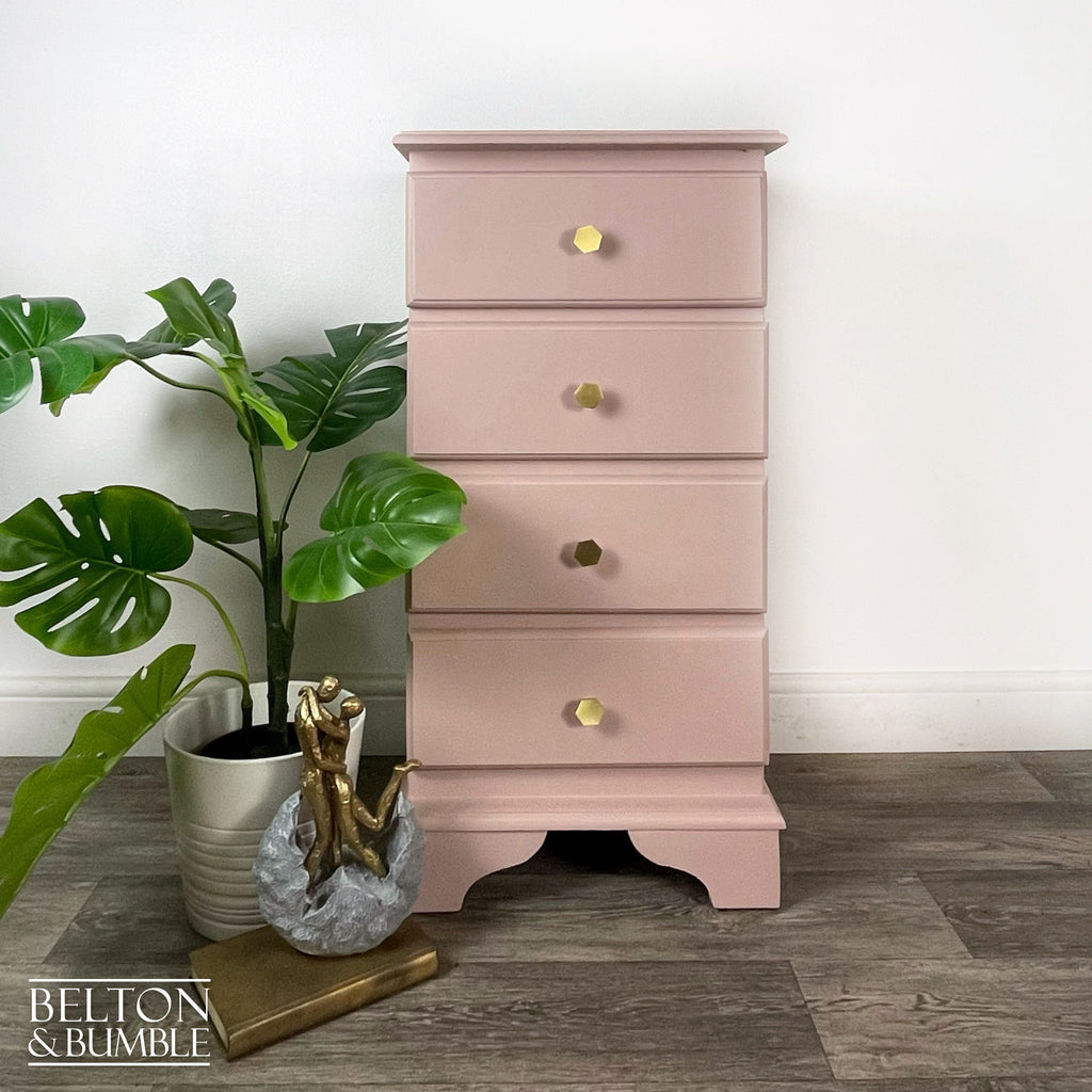 Four Drawer Tallboy Chest of Drawers in Pale Pink-Belton & Bumble