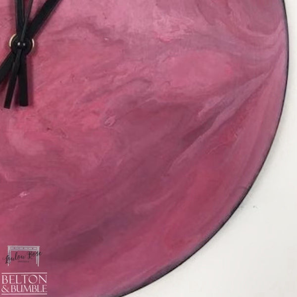 Pink & Black Edge Vinyl Record Clock – Contemporary Abstract — edge profile showing paint