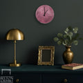 Pink & Black Edge Vinyl Record Clock – Contemporary Abstract — styled product shot against modern wall