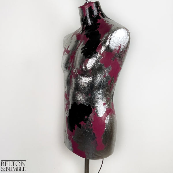 Pink Black and Silver Mannequin Lamp with Stainless Steel Stand – Angled side profile