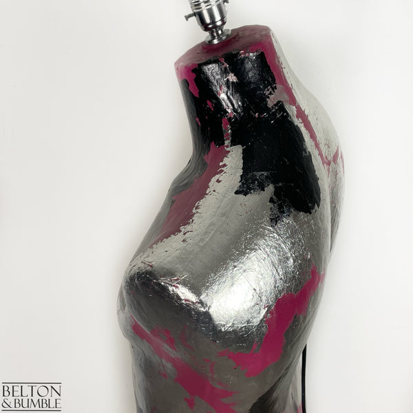 Pink Black and Silver Mannequin Lamp with Stainless Steel Stand – Full Side Profile