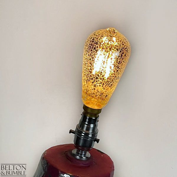 Pink Black and Silver Mannequin Lamp with Stainless Steel Stand – Top View and Bulb