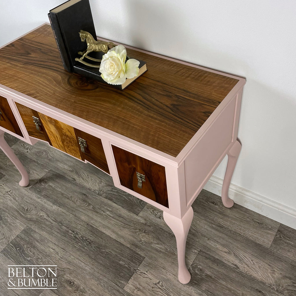 Walnut Desk / Dressing Table in Pink-Belton & Bumble