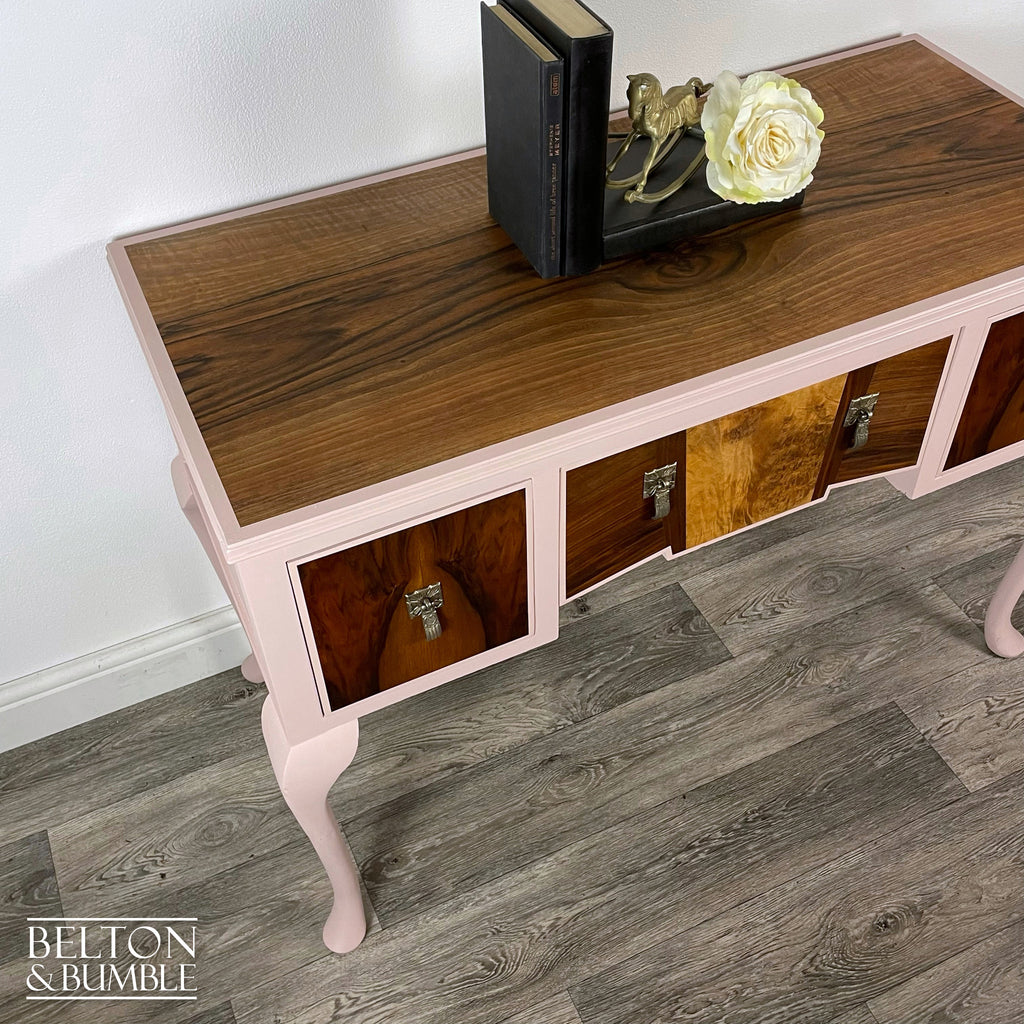 Walnut Desk / Dressing Table in Pink-Belton & Bumble