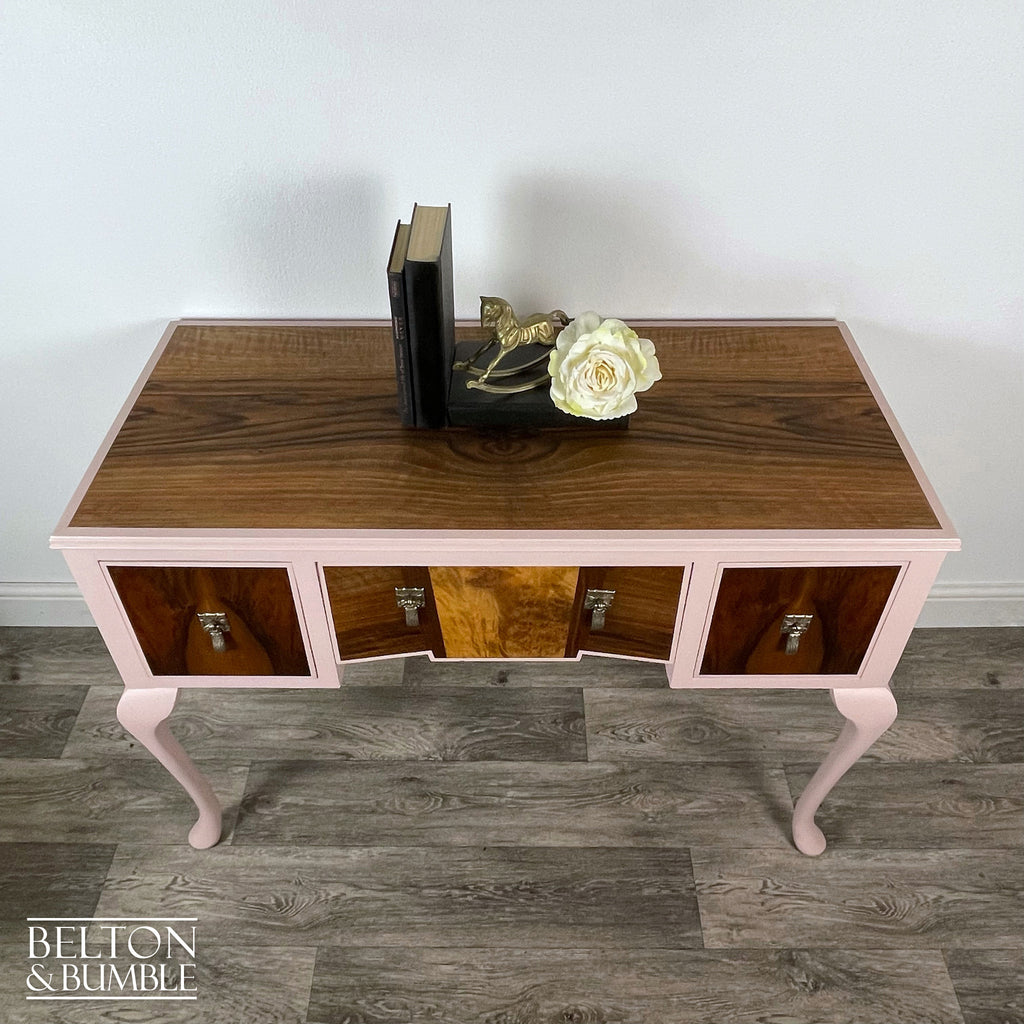 Walnut Desk / Dressing Table in Pink-Belton & Bumble
