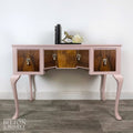 Walnut Desk / Dressing Table in Pink-Belton & Bumble