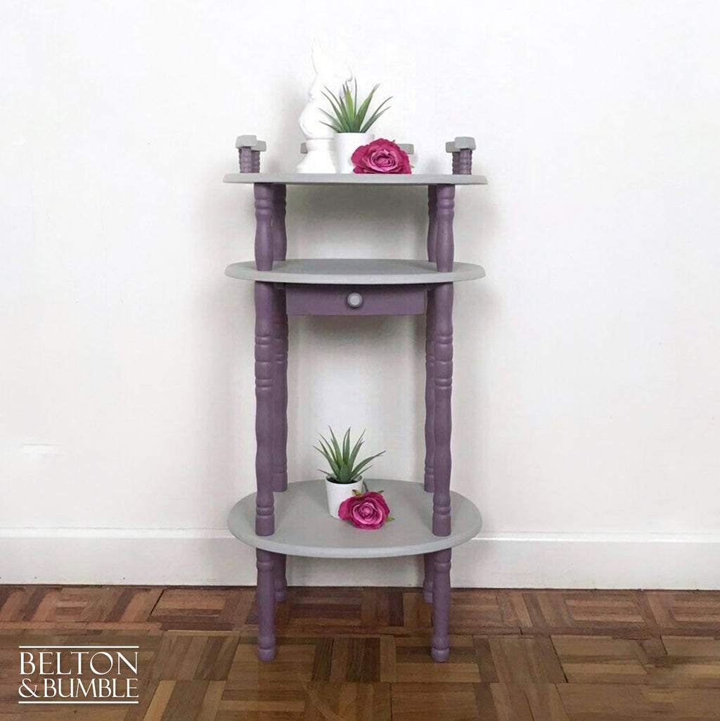 Grey and Purple Telephone Table, Freestanding Shelving or Plant Table-Belton & Bumble