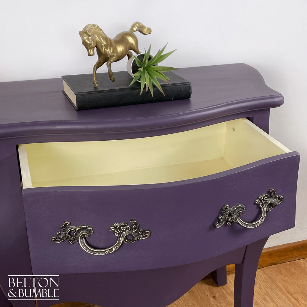 Bombe Style Two Drawer Chest of Drawers in Dark Purple-Belton & Bumble