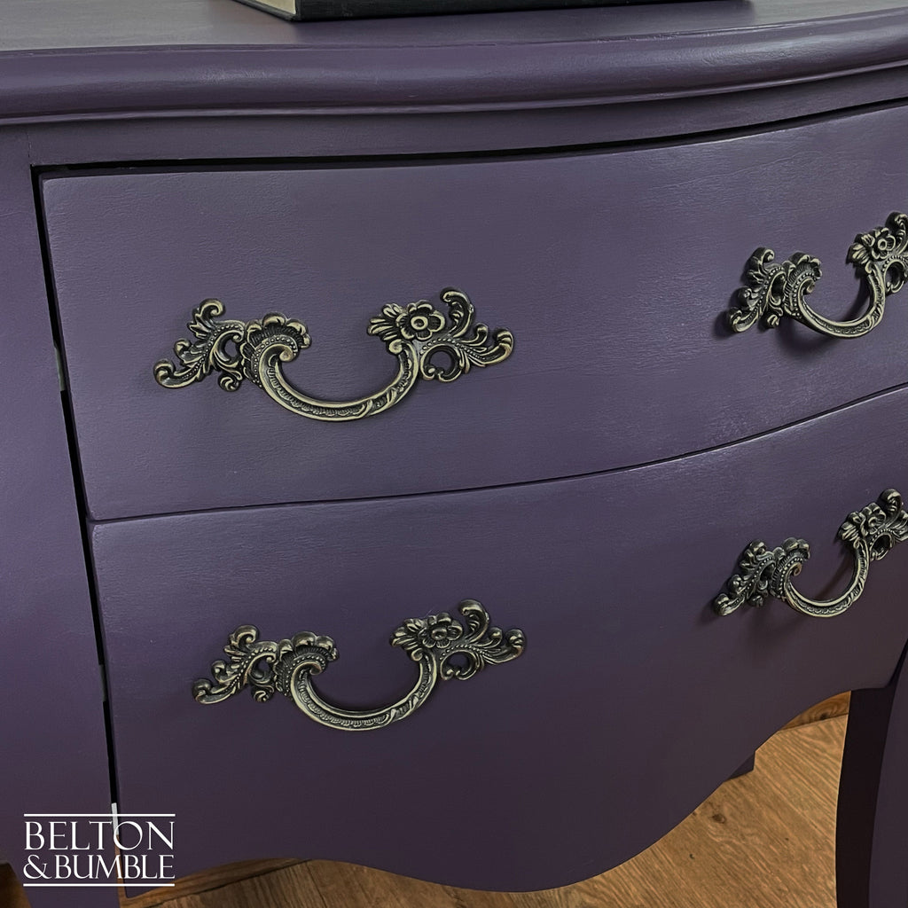 Bombe Style Two Drawer Chest of Drawers in Dark Purple-Belton & Bumble
