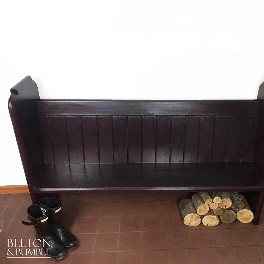 Dark Purple Church Pew Bench and Black Velvet Cushion-Belton & Bumble