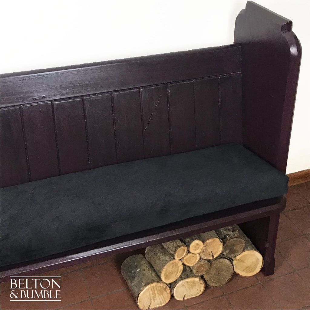Dark Purple Church Pew Bench and Black Velvet Cushion-Belton & Bumble