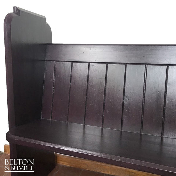 Dark Purple Church Pew Bench and Black Velvet Cushion-Belton & Butler