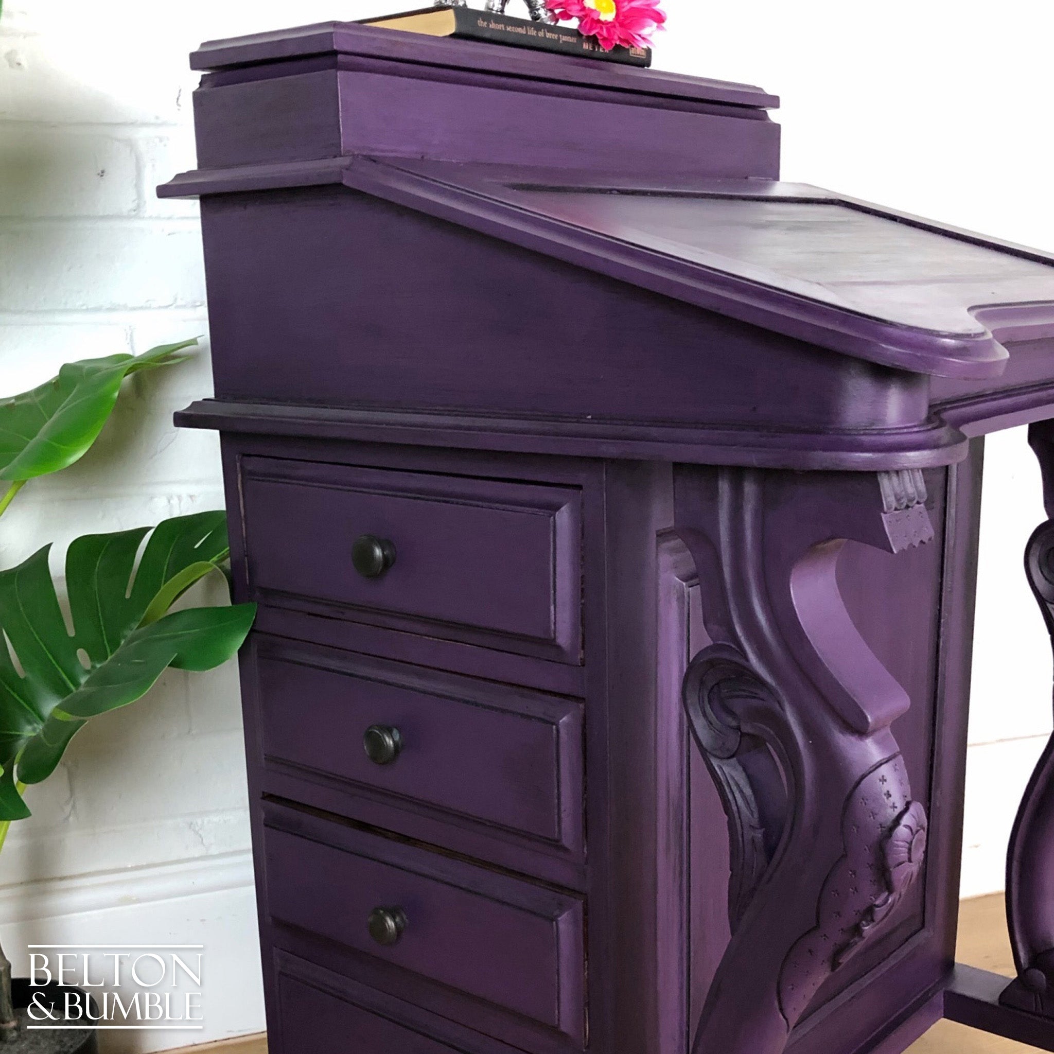 Dark Purple Davenport Desk-Belton & Bumble