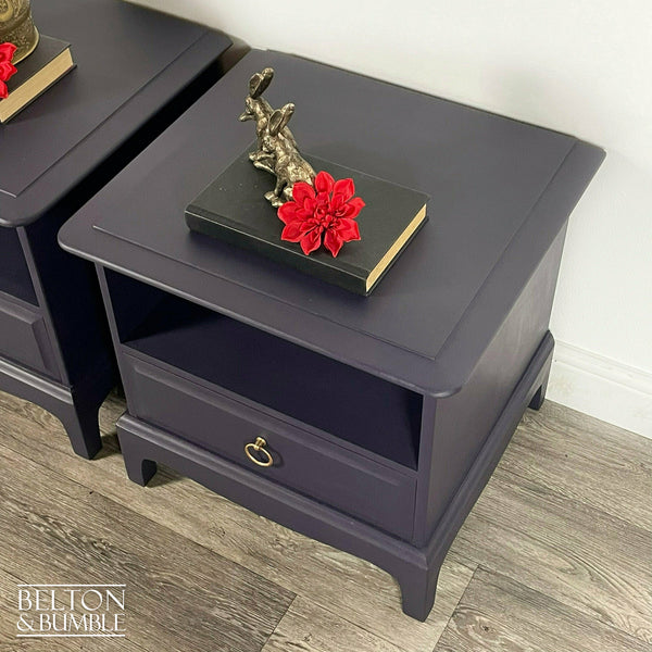 Five Drawer Chest of Drawers and Bedside Drawer Set by Stag Minstrel in Dark Purple-Belton & Butler
