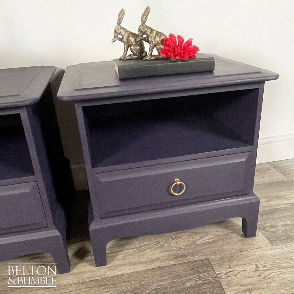 Five Drawer Chest of Drawers and Bedside Drawer Set by Stag Minstrel in Dark Purple-Belton & Bumble