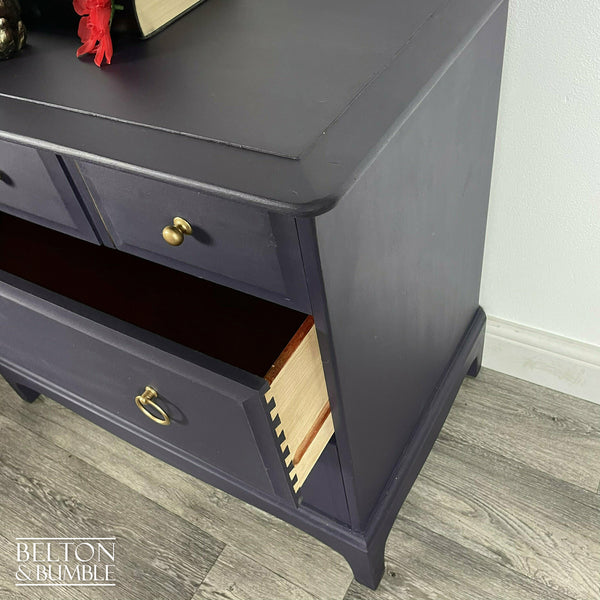 Five Drawer Chest of Drawers and Bedside Drawer Set by Stag Minstrel in Dark Purple-Belton & Butler