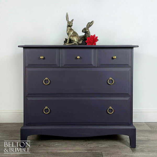 Five Drawer Chest of Drawers and Bedside Drawer Set by Stag Minstrel in Dark Purple-Belton & Butler