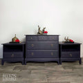 Five Drawer Chest of Drawers and Bedside Drawer Set by Stag Minstrel in Dark Purple-Belton & Bumble