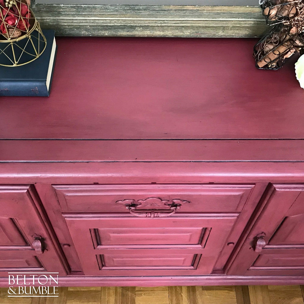 Dark Red Carved Sideboard-Belton & Bumble