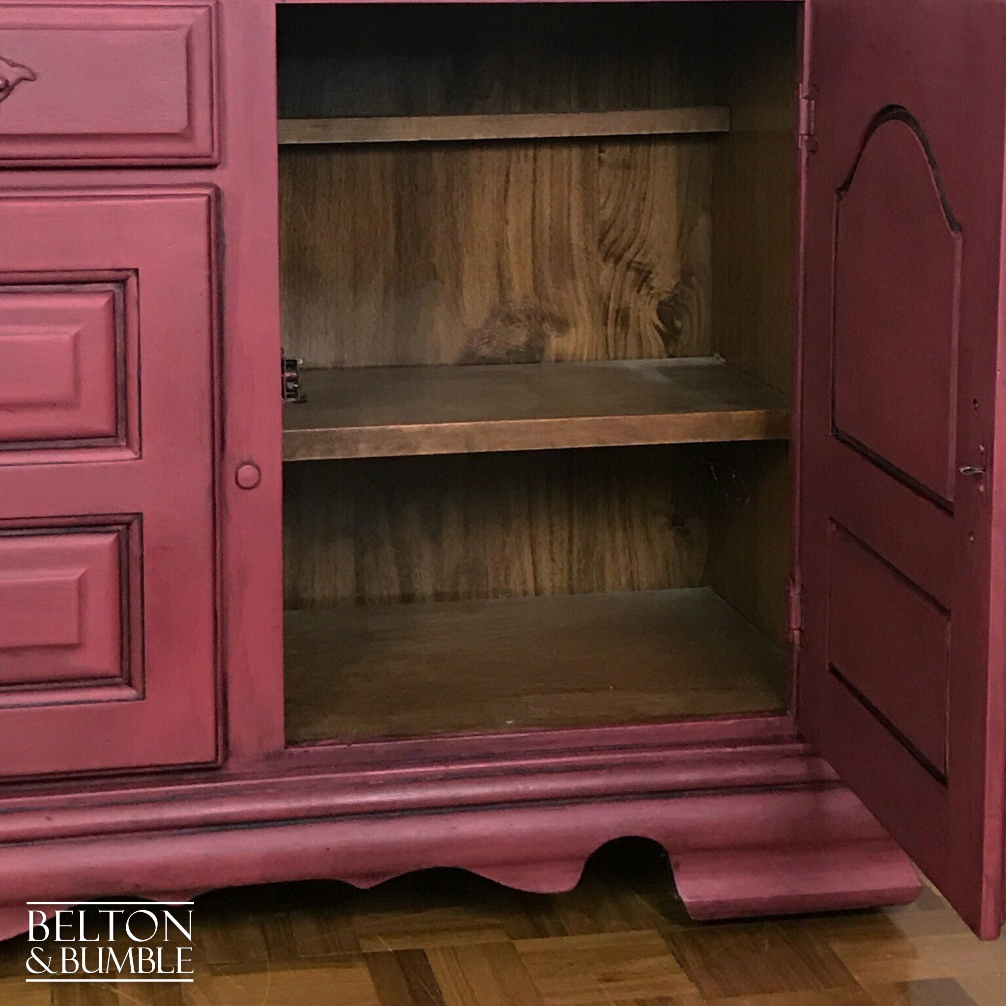 Dark Red Carved Sideboard-Belton & Bumble