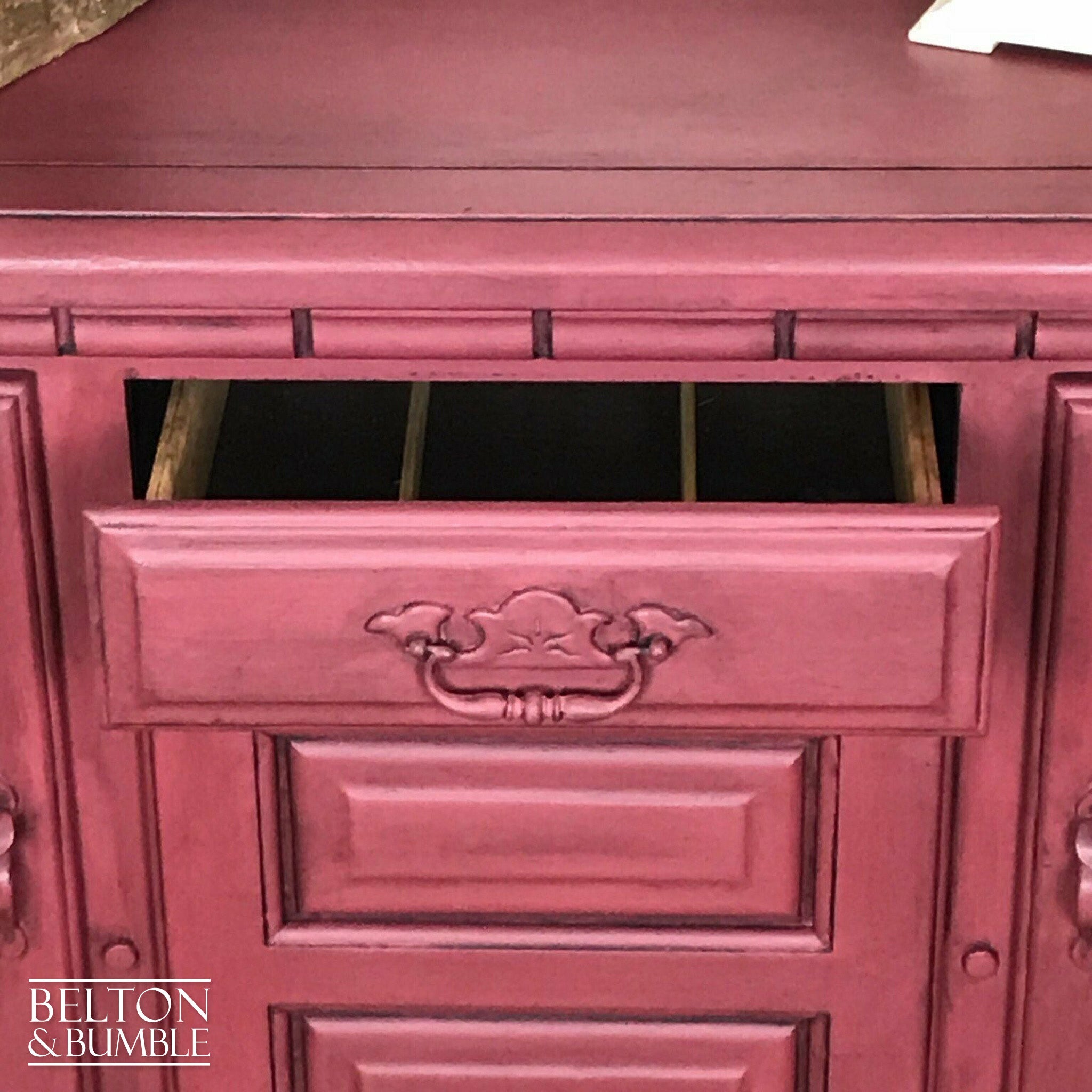 Dark Red Carved Sideboard-Belton & Bumble