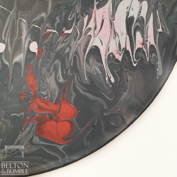 Red & Grey Vinyl Record Clock — edge profile showing clean rim and depth