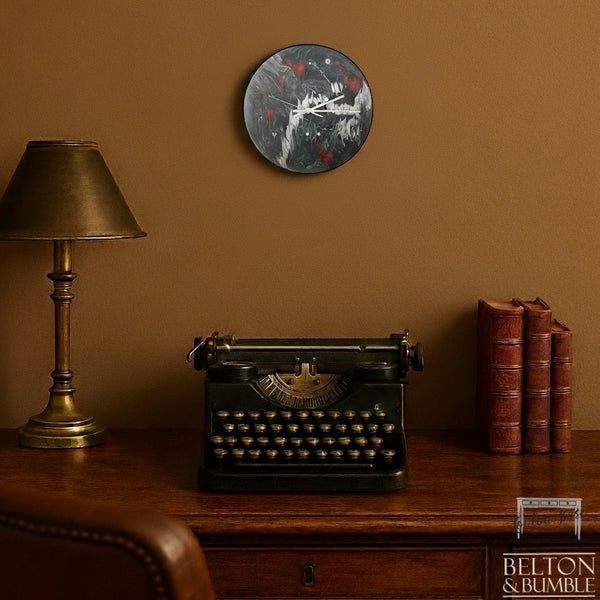 Red & Grey Vinyl Record Clock — styled product shot against modern wall