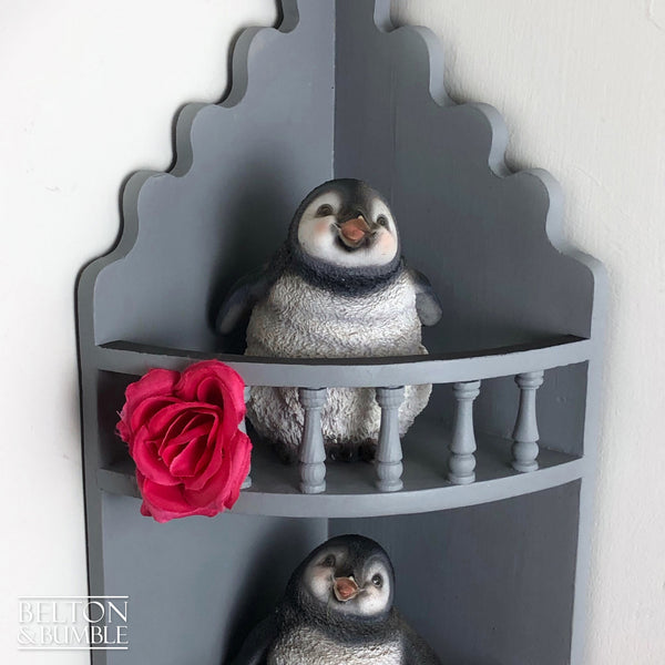 Rustic Decorative Corner Shelving in Grey – Restored vintage piece with wood and grey accents