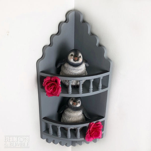 Rustic Decorative Corner Shelving in Grey – Top surface detail showing finish and edge profile