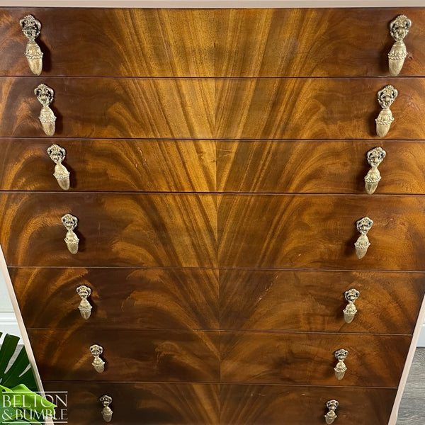 Seven Drawer Chest of Drawers in Dusky Pink and Flame Mahogany-Belton & Butler