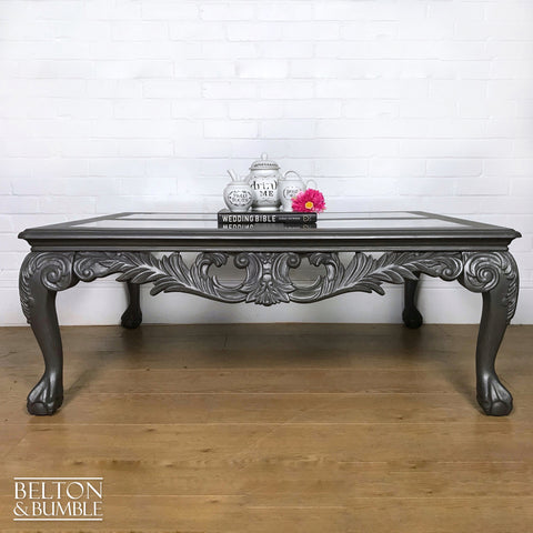 Large Silver Grey Coffee Table with Glass Inserts-Belton & Butler