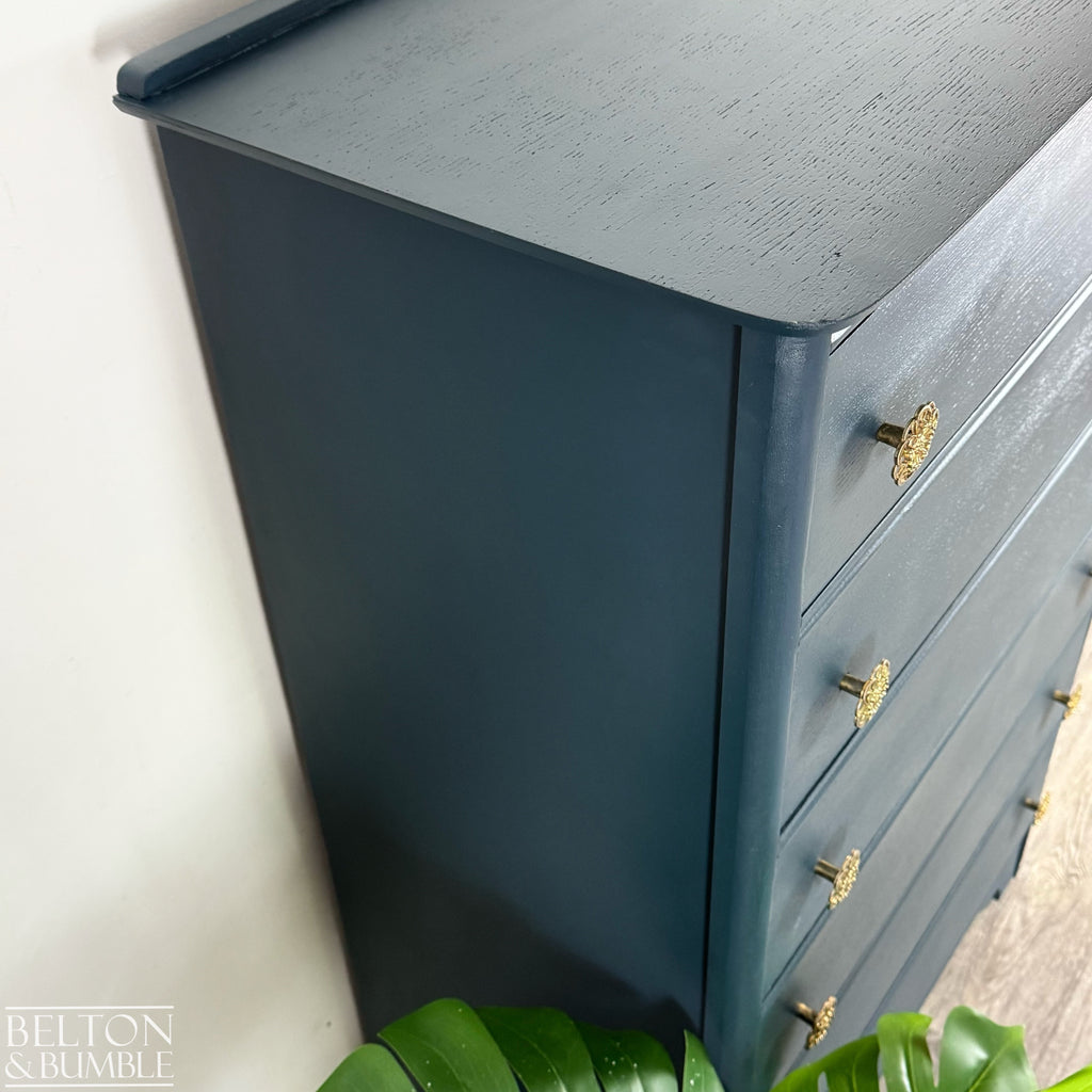 Six Drawer Chest of Drawers in Navy – angled view showing proportions and stance