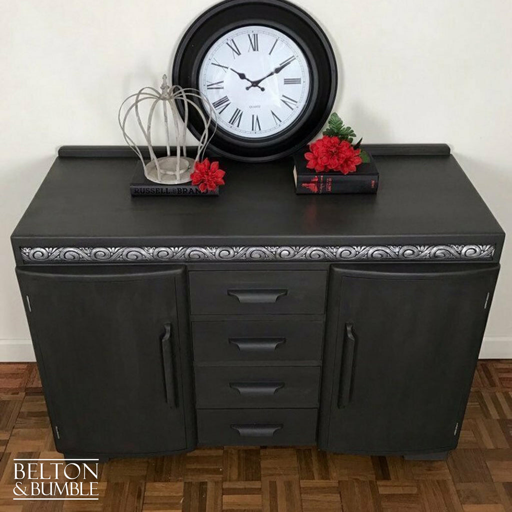 Solid Wood Dark Grey Carved Sideboard-Belton & Bumble