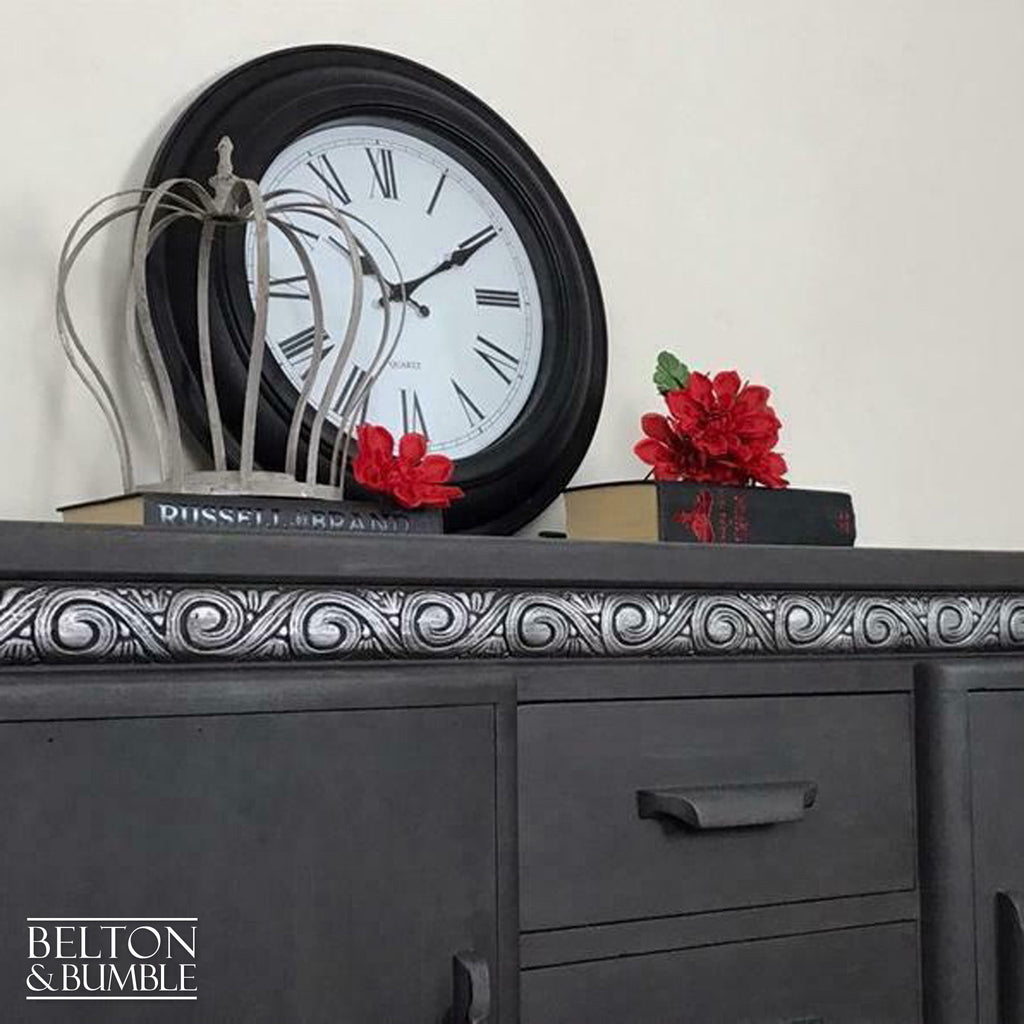 Solid Wood Dark Grey Carved Sideboard-Belton & Bumble