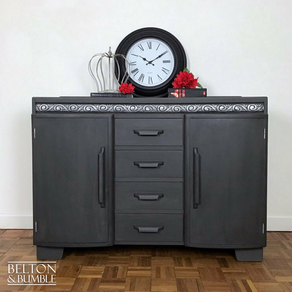 Solid Wood Dark Grey Carved Sideboard-Belton & Bumble