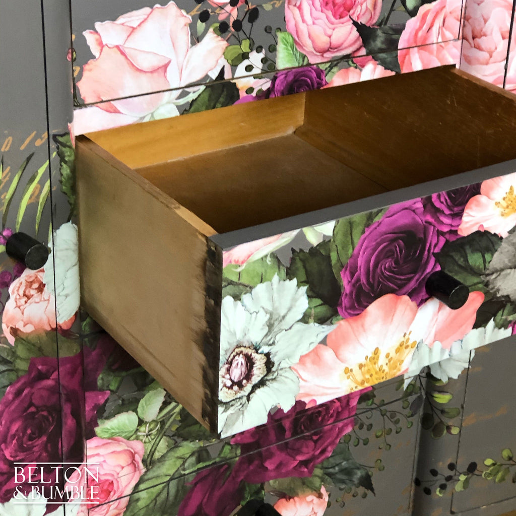 Solid Wood Mid Grey Floral Sideboard-Belton & Bumble