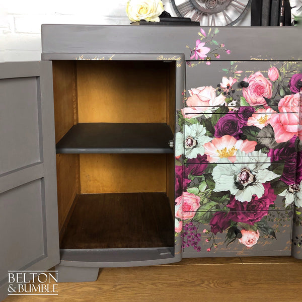 Solid Wood Mid Grey Floral Sideboard-Belton & Butler