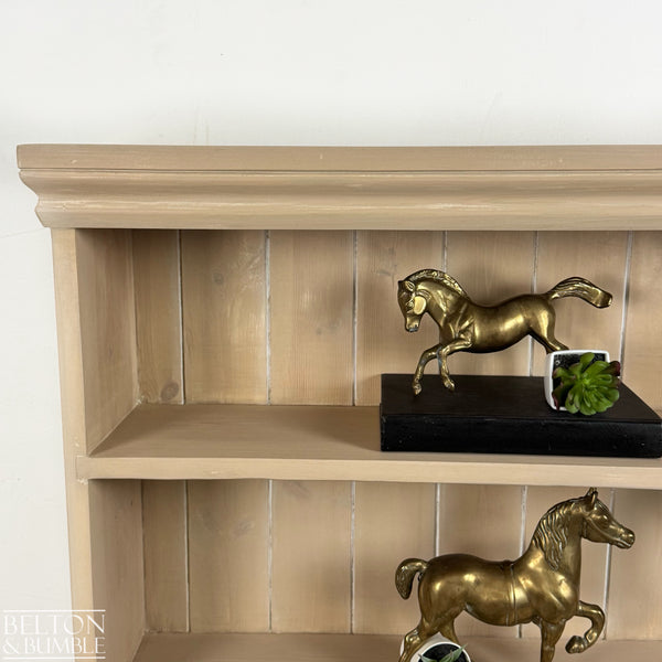 Solid Pine Bookcase, Paint Wash in Taupe — Close-up of Cathedral Taupe paint-wash with clear protective wax