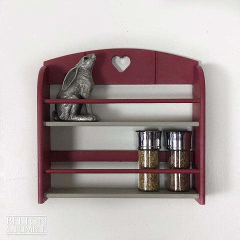 Spice Rack Shelving in Grey and Mulberry – Styled product shot with complementary decor to suggest scale