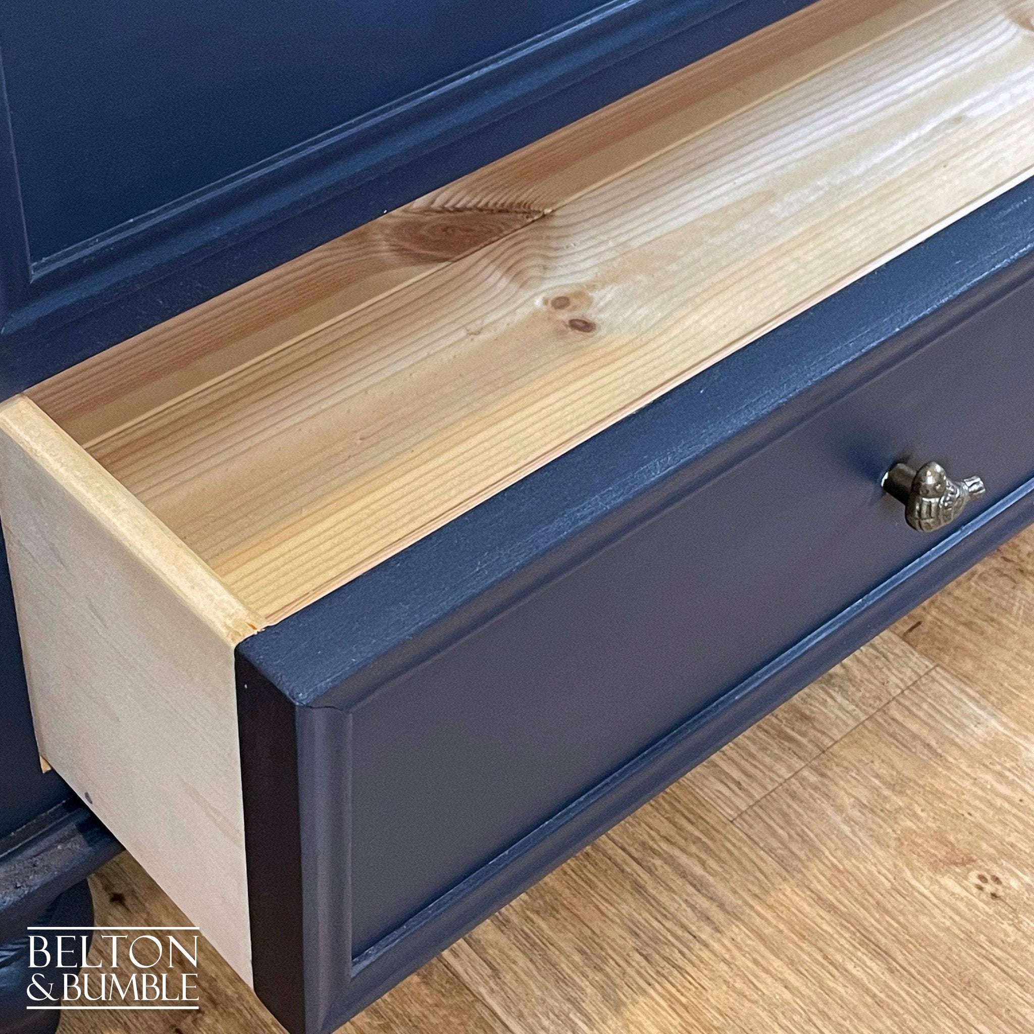 Vintage Pine Storage Drawers Ottoman in Navy Blue-Belton & Bumble