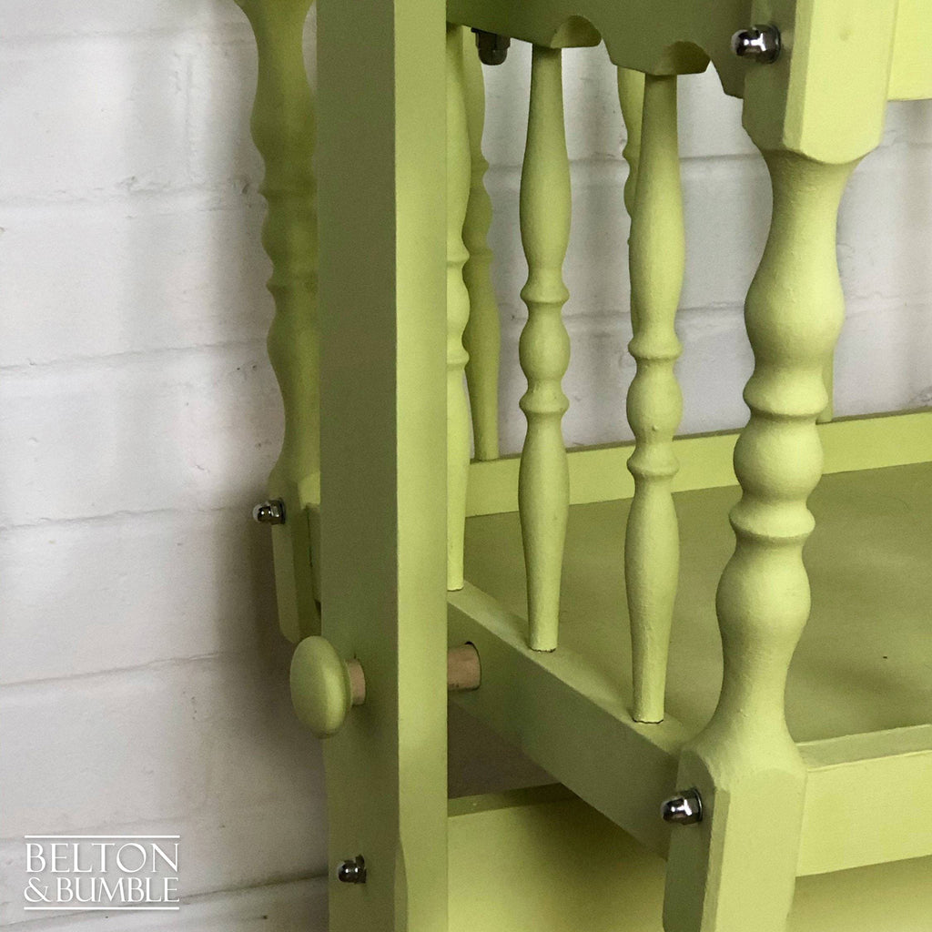 Swinging Crib in Citron Yellow for Dolls Teddies – Restored vintage piece with wood and citron yellow colouring