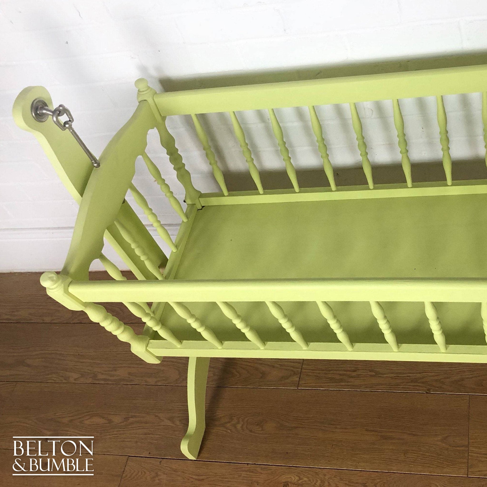 Swinging Crib in Citron Yellow for Dolls Teddies – Interior detail view 