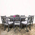Large Dark Grey Oval Extending Dining Table and Eight Chair Set-Belton & Bumble