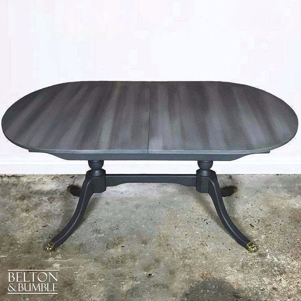 Large Dark Grey Oval Extending Dining Table and Eight Chair Set-Belton & Bumble