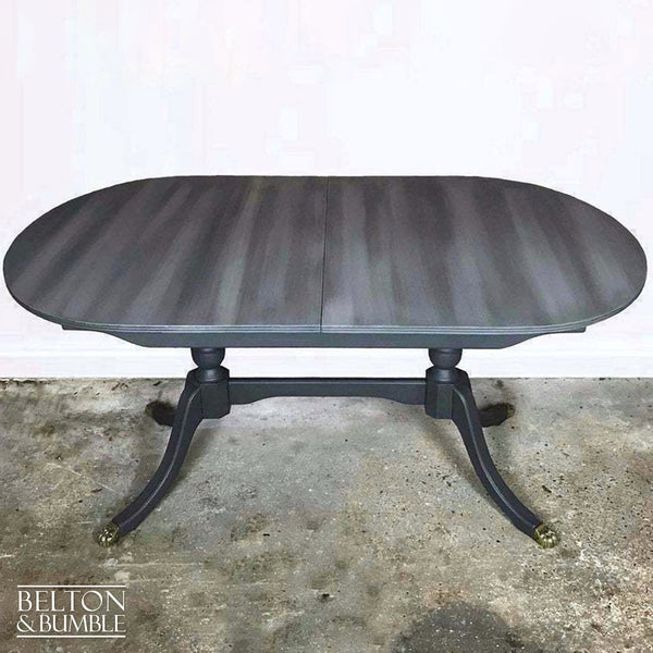 Large Dark Grey Oval Extending Dining Table and Eight Chair Set-Belton & Butler