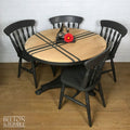 Circular Pedestal Dining Table Set with Four Farmhouse Chairs in Dark Grey-Belton & Bumble