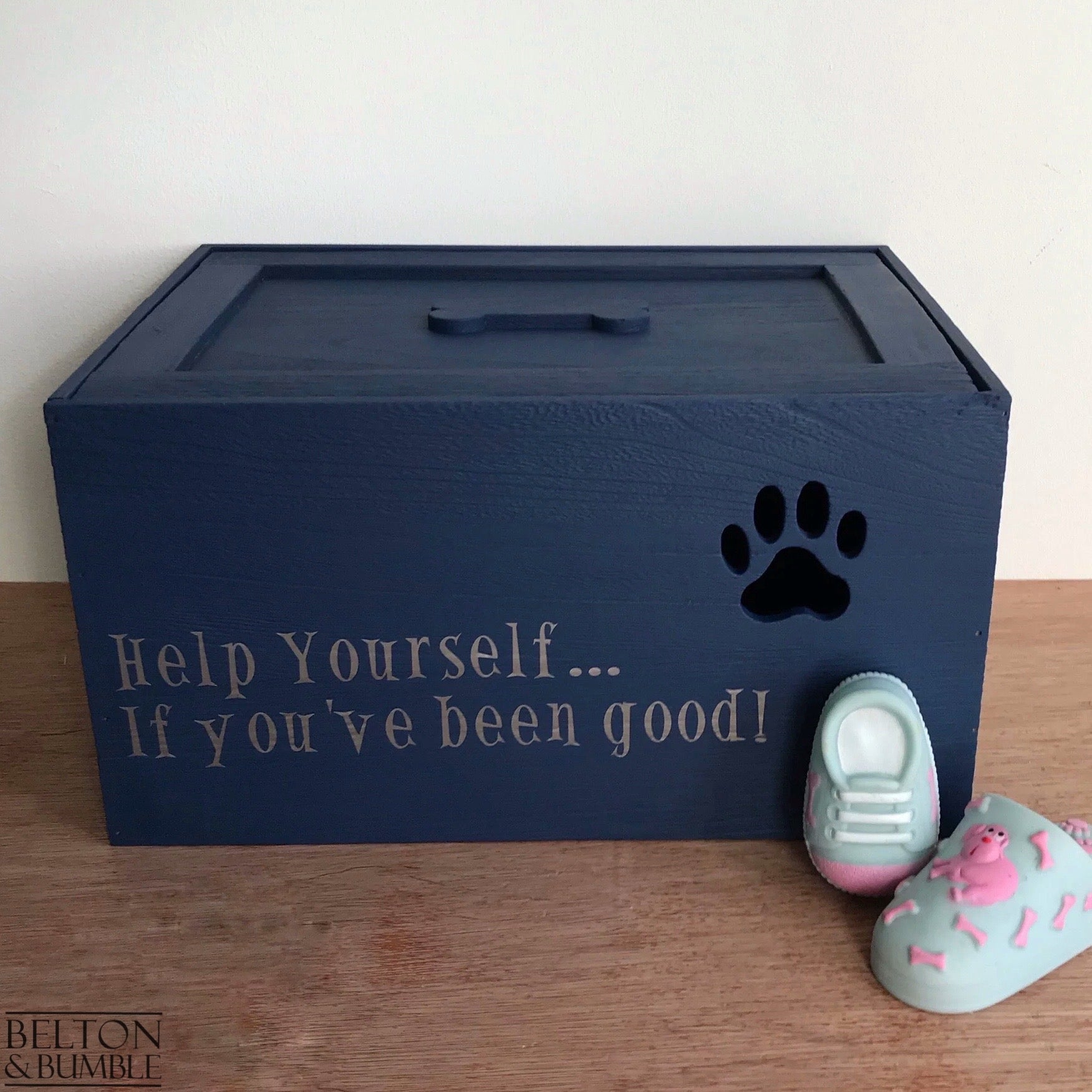 Personalised Painted Wooden Dog Toy Boxes with Lid-Belton & Butler