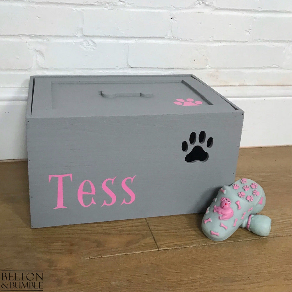Personalised Painted Wooden Dog Toy Boxes with Lid-Belton & Bumble