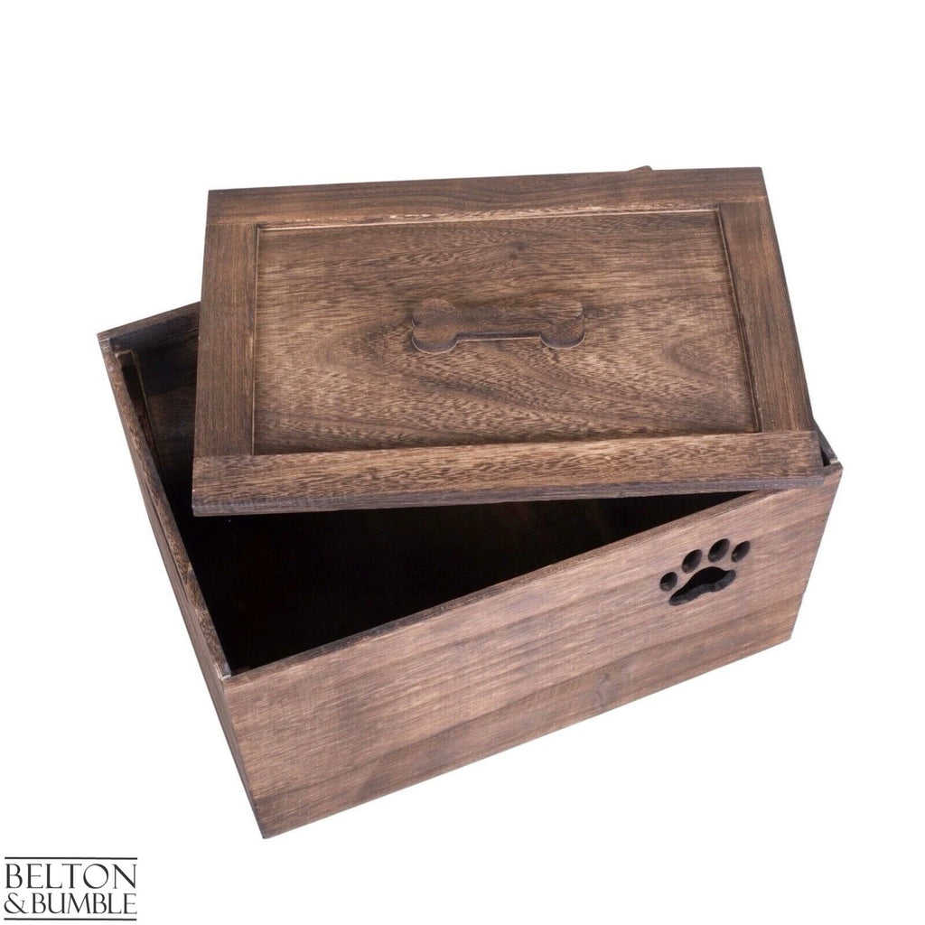 Personalised Stained Wooden Dog Toy Boxes with Lid-Belton & Bumble
