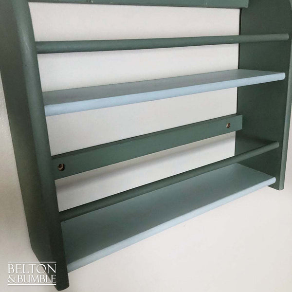 Two Tone Duck Egg Blue Spice Rack Shelving – Restored vintage petite shelving